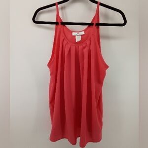 White Plum Pink Pleated Semi Sheer Vegan 100% Polyester Top L